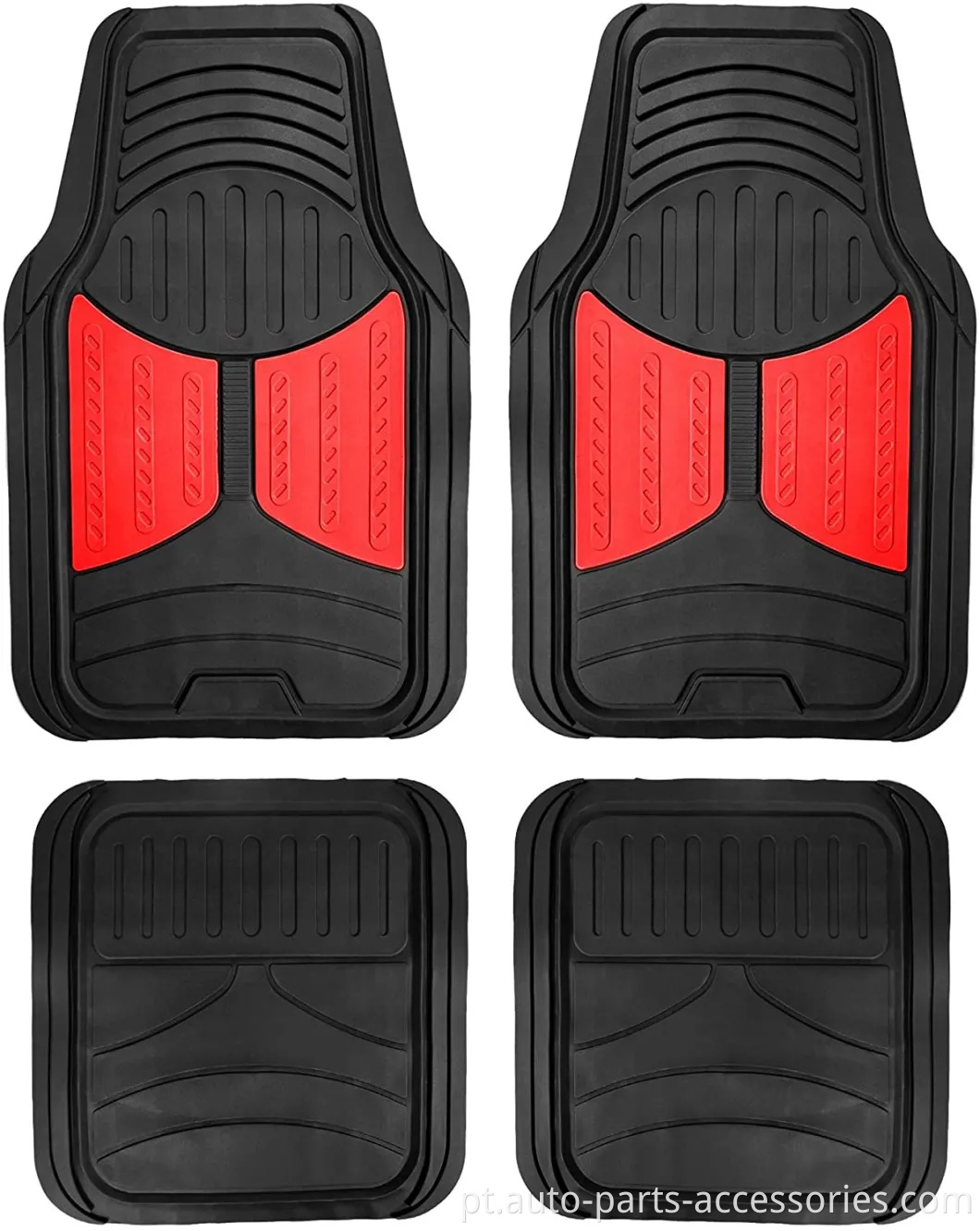 Tapetes de piso aparáveis ​​(vermelho) Conjunto completo - ajuste universal para caminhões de carros e SUVs
